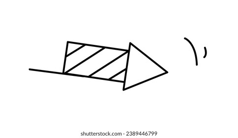 Elemento de circo establecido en estilo de línea negra. Esta encantadora obra de arte cuenta con un cohete de atributos de circo coloridos que chocan contra un cautivador diseño blanco y negro. Ilustración vectorial.