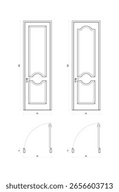 Elemento de Dibujo Arquitectónico de Puerta Clásica. Conjunto 27