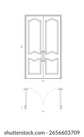 Element of Classic Double Door Architectural Drawing. Set 35
