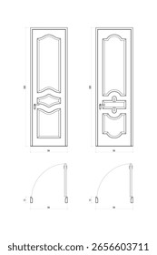 Element of Classic Double Door Architectural Drawing. Set 31