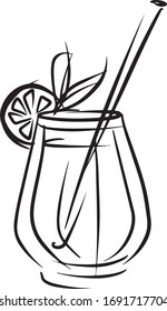 An element from the collection of cocktails. Fabric, banner, poster or logo. EPS 10 sticker. Isolated outline. Coloring book set

