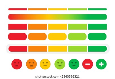 element for color emotion scale Rate 1 to 5. Vote Scale. Sad and Happy Mood Icons. 
