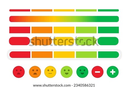 element for color emotion scale Rate 1 to 5. Vote Scale. Sad and Happy Mood Icons. 
