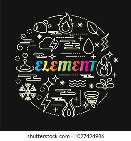 element colorful gradient with line icons set, vector editable stroke