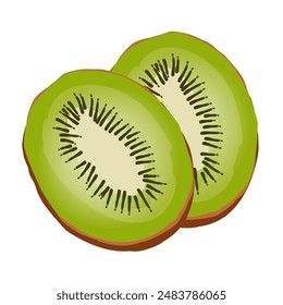 Element of colorful kiwi fruit, icon, kiwi slice