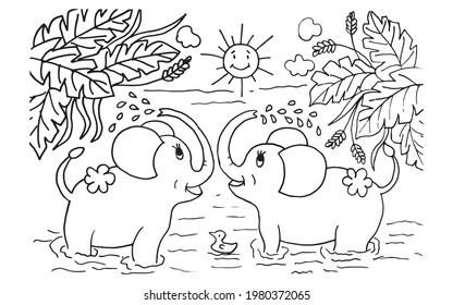 element coloring page. animal coloring page.cartoon line art
