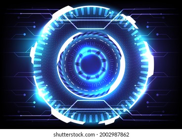 Element of computer data. Abstract hologram hi-tech background. Virtual reality technology innovation. Head-up display interface. Futuristic Sci-Fi glowing HUD circle. Digital infographic business