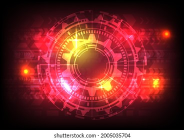 Element of computer data. Abstract hologram hi-tech background. Virtual reality technology electric innovation. Head-up display interface. Futuristic Sci-Fi glowing HUD red circle. Science infographic