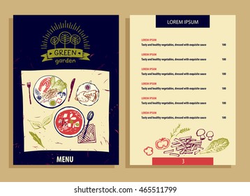 Element of corporate identity, banner, poster, menu for family green farm. Hand drawn element for eco food on color background. Ecology natural product and organic food. Freehand vector sketch logo.
