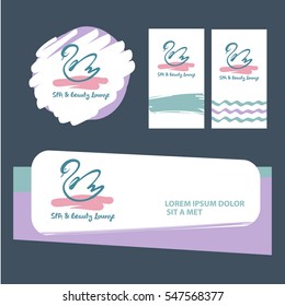 Element of corporate identity, banner, poster. Logotype on white background. Image of hand drawn swan.