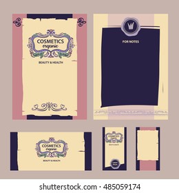 Element of corporate identity, poster, banner, logo for ecology concept natural cosmetic shop. Cosmetic organic vector logo. Illustration for beauty health market.