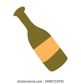 Elemento de invierno acogedor, decorado con un diseño colorido. Esta obra transforma la celebración del invierno en un espectáculo visual con una botella de champán cuidadosamente diseñada. Ilustración vectorial.