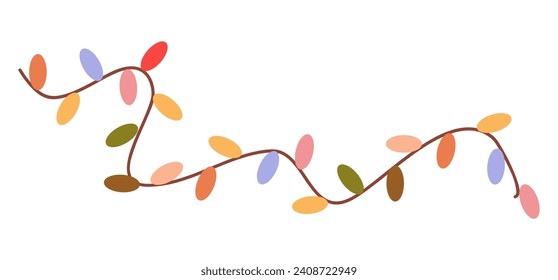 Element of cozy winter set in colorful design. This illustration transforms bright garland into a visual statement against a pristine white backdrop. Vector illustration.