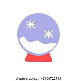 Element des gemütlichen Winters in buntem Design. Ein bezauberndes Kunstwerk verbindet künstlerisches Design und die Magie der Wintersaison durch eine fesselnde Schneekugel. Vektorgrafik.