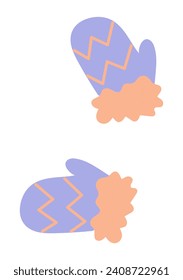 Element of cozy winter set in colorful design. An enchanting illustration blends creative design with the cozy charm of warm winter gloves. Vector illustration.