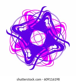 Element for creating patterns. Abstract purple and pink template for logo. Diamond-shaped grunge symbol.