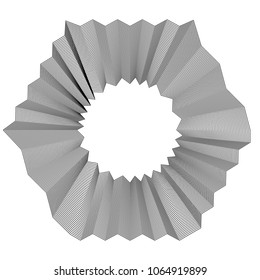 Element with crinkle, creased lines. Abstract monochrome illustration