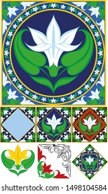 An element for decor in the form of a flower with leaves, from which you can easily make a simple frame.