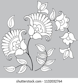 element of decor of stylized flowers and leaves