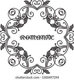 Element for design banner romantic, with decoration of leaf flower frame. Vector