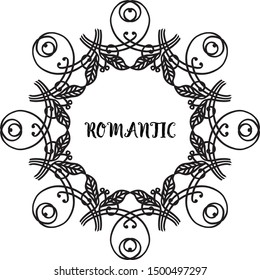 Element for design banner romantic, with decoration of leaf flower frame. Vector