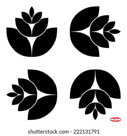 element of the design black leaf isolated on white background vector