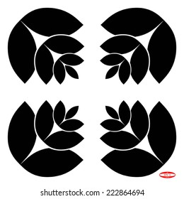 element of the design black leaf isolated on white background vector