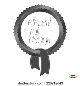 element for design black ribbed ring with tape without some background vector