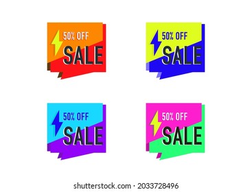 the element design of colorful sale banner geometric shape vector isolated on white background ep03