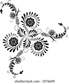 Element for design, corner flower, vector illustration