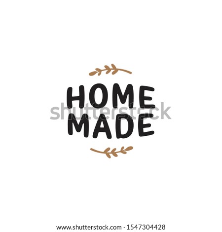 Element design for corporate identity, banner, business card, poster with hand drawn vector homemade sweets logo  Home made label.  Homemade Logotype. Desserts and sweet piece made home. simple logo. 