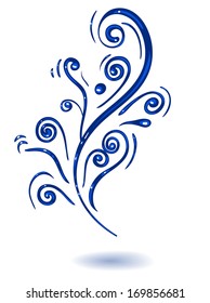 Element for design, decoration in the form of a curl