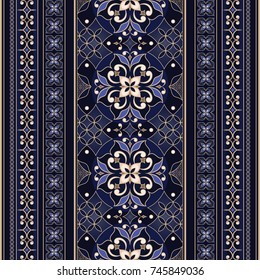 Element for design in Eastern style. Ornamental backdrop. Ornamental backdrop. Ornate floral decor for  textile, wallpaper, web, background. Traditional floral golden decor.