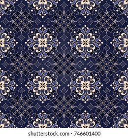 Element for design in Eastern style. Ornamental backdrop. Pattern fill. Ornate floral decor for wallpaper, textile, web, background. Traditional floral decor.