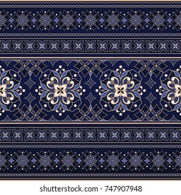 Element for design in Eastern style. Ornamental backdrop. Ornamental backdrop. Ornate floral decor for textile, wallpaper, web, background. Traditional floral golden decor.