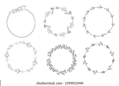 element design flower bouquets, black and white circle sketches,