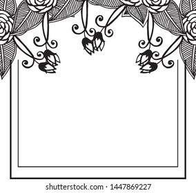 Element design of flower frame, isolated on white background, pattern for invitation wedding. Vector