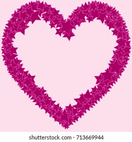 Element of design.  Frame of red stars on a pink background