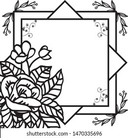 Element design for frame, with very beauty of leaf flower blooms. Vector