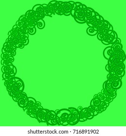 Element of design. Green spirals on Green background