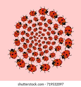Element of design. Ladybugs on a pink background