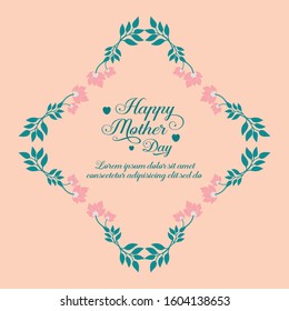 Element design of leaves and wreath frame, for happy mother day poster design. Vector