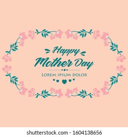 Element design of leaves and wreath frame, for happy mother day poster design. Vector