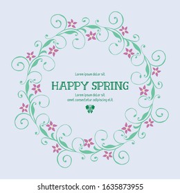Element design of leaves and wreath frame, for happy spring poster design. Vector