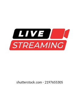 Element Design Live Streaming Broadcasting. Play Button For TV Live Show Vector Icon Red Color Isolated On White Background. Template Flat Icon Vector Style For Web, Apps, Or Business EPS10 Editable.