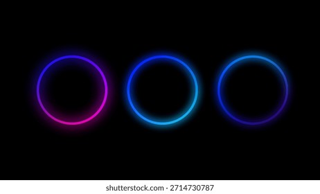 Diseño de elementos con concepto de neón. Diseño de elementos de forma redonda