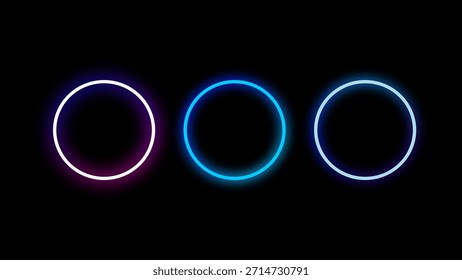 Diseño de elementos con concepto de neón. Diseño de elementos de forma redonda