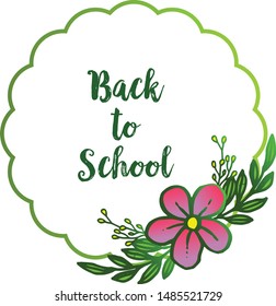 Element design for pattern of leaf flower frame, for calligraphic card back to school. Vector