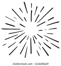 Element of design. Radial beams drawn by hand. Vector.