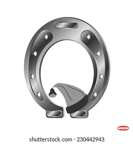 element design silver horseshoe with grey hubcap isolated on white background vector